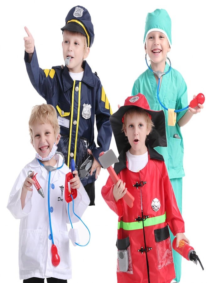 TopTie 4 Sets Kids Costumes w/Gift Box for Age 3-7, Halloween Children Dress Up Uniforms Fireman Doctor Police Surgeon - Image 2